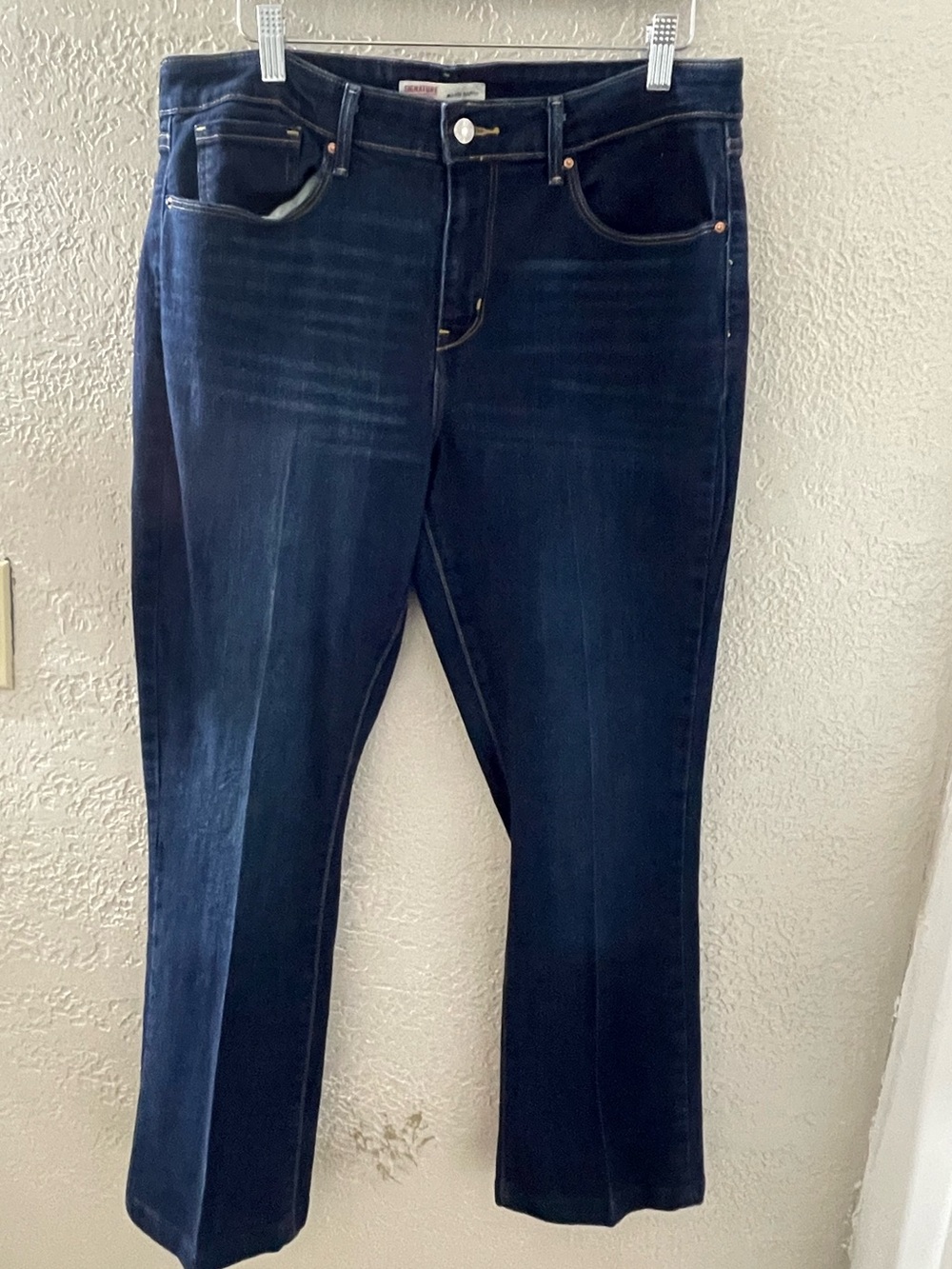 Signature by Levi Strauss Women Dark Blue Denim Mid-Rise Bootcut Jeans Size 16L